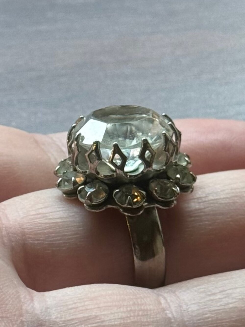 1970s Large Cut Glass Cocktail Ring